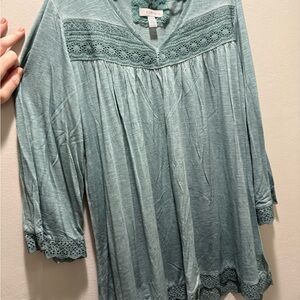 Cupio Green Embellished 3/4 Sleeve Tunic